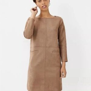 Ann Taylor faux suede shift dress Elegant Tan Dress